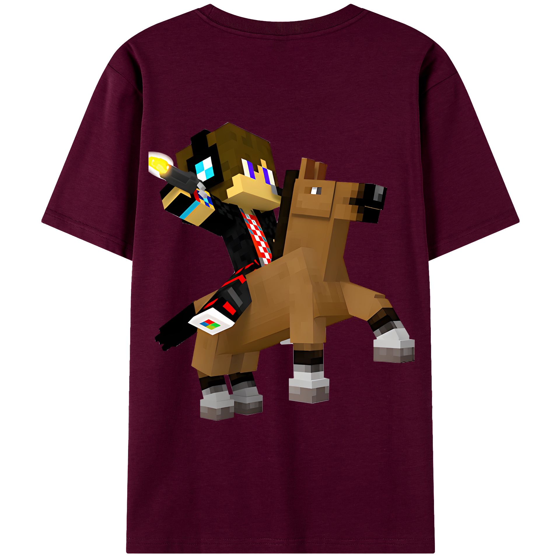 （画像用） マインクラフト ブロックの世界 Minecraft MC Block world レディース半袖Tシャツ(バックプリント)